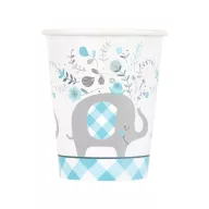 Elefant Floral Pahar de hârtie albastru set 8 buc 266 ml