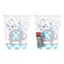 Elefant Floral Pahar de hârtie albastru set 8 buc 266 ml