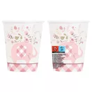 Elefant Floral Pahar de hârtie roz 8 buc 266 ml