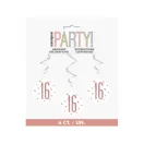 La mulți ani Set de decorațiuni cu bandă holografică Happy Birthday 16, 6 bucăți