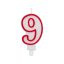 Numere Contur Roșu, lumânare cu formă de cifră, lumânare de tort numărul 9