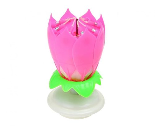 Colorat Pink Set de lumânări muzicale de flori roz pentru tort