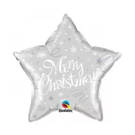 Crăciun Merry Christmas Silver Star, balon de folie 51 cm
