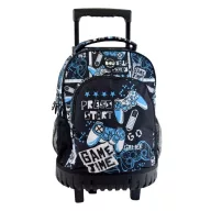   Gamer Press Start ghiozdan școlar premium cu roți, rucsac 44 cm