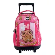   Capibara Donut Geantă școlară premium cu roți, geantă 44 cm
