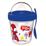   Omul Păianjen Pahar Spidey cu suport pentru gustări, capac și lingură 350 ml