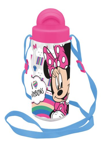 Disney Minnie Rainbows plastic sticlă de apă cu agățătoare 500 ml
