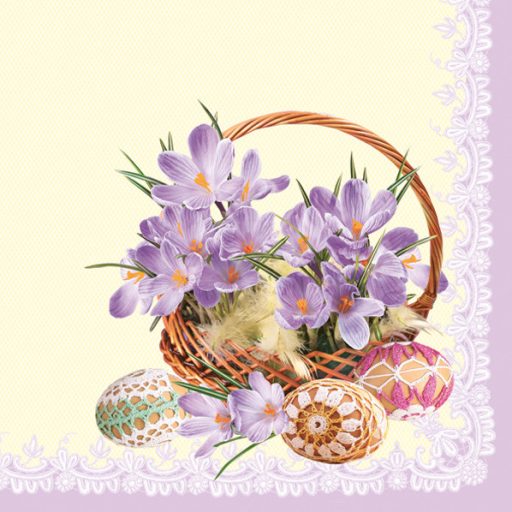 Paște Crocuses in a Basket șervețel 20 buc 33x33 cm