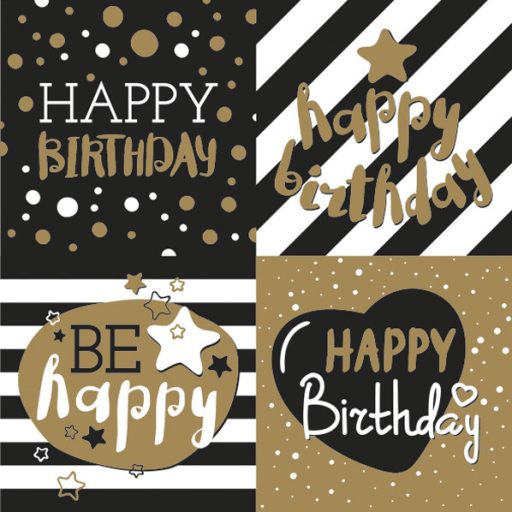La mulți ani Golden Șervețel decorativ Happy Birthday 20 buc 33x33 cm