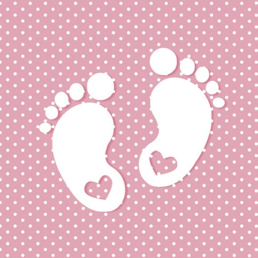 Bebe Little Feet Pink Servetel pentru Botez Set 20 buc, 33x33 cm