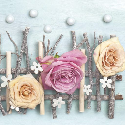 Floare Pastel Composition Șervețel cu trandafiri 20 buc 33x33 cm