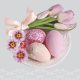 Paște Pink Tulips and Primroses șervețel 20 buc 33x33 cm