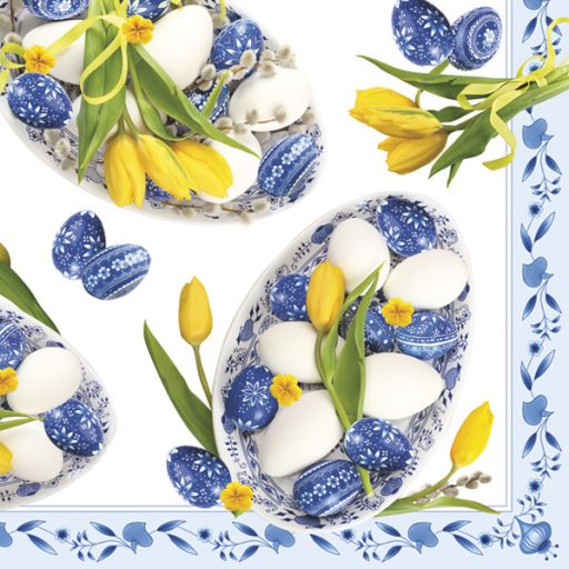 Paște Blue Folk Eggs șervețel 20 buc 33x33 cm