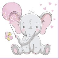 Bebe Pink Balloon șervețel elefant 20 buc 33x33 cm