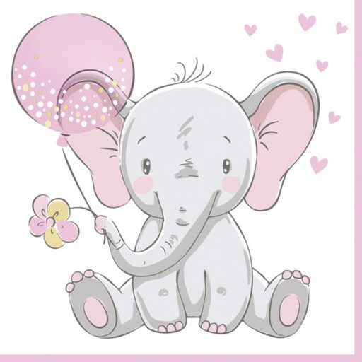 Bebe Pink Balloon șervețel elefant 20 buc 33x33 cm