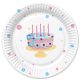 La mulți ani Cake with Balloons Farfurie de hârtie Happy Birthday, 8 buc, 18 cm