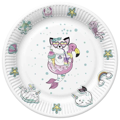 Animale Cat Vibes farfurii de hârtie 8 bucăți 22,7 cm