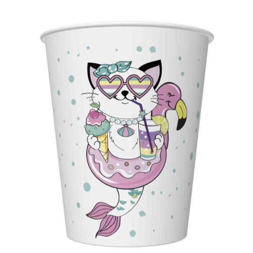 Animale Cat Vibes set de 8 pahare de hârtie 250 ml