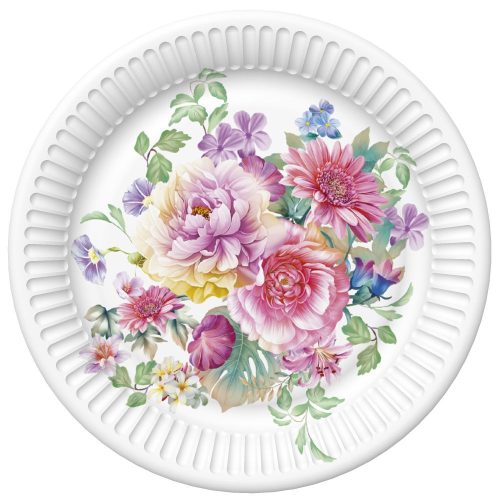 Colorat Arrangement Farfurie de Hârtie cu Flori 8 buc 18 cm