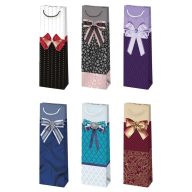 Colorat Bow sac de hârtie pentru vin 10,5x33x8,5 cm