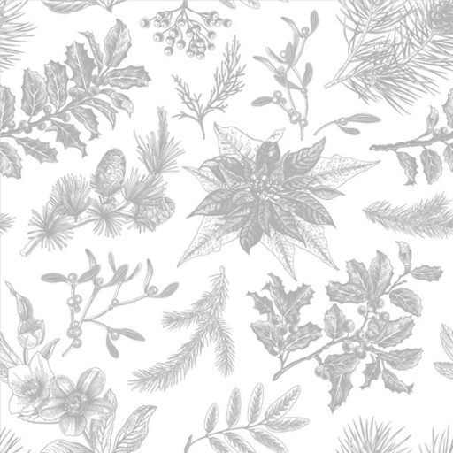 Crăciun Botanical Silver șervețele, pachet de 20, 33x33 cm