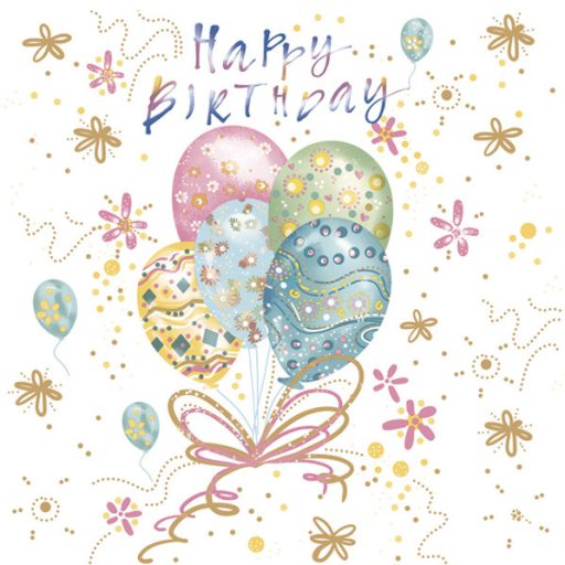 La mulți ani Pastel Balloons Șervețel Happy Birthday 20 buc 33x33 cm
