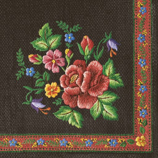 Colorat Roses Mountain Black Șervețel broderie 20 buc 33x33 cm