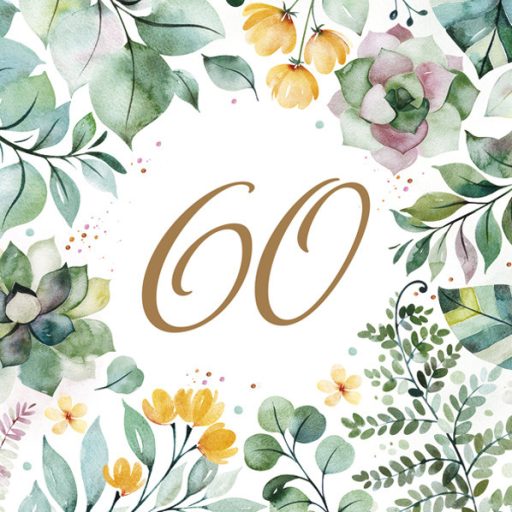 La mulți ani Floral Frame Happy Birthday 60 șervețele 20 buc 33x33 cm