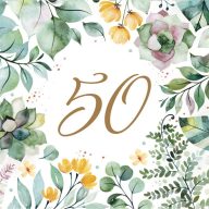   La mulți ani Floral Frame Happy Birthday 50 șervețele 20 buc 33x33 cm