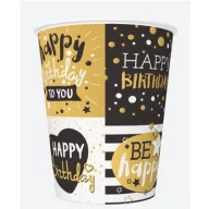  La mulți ani Golden Pahar de hârtie Happy Birthday 8 bucăți 250 ml