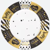   La mulți ani Golden Farfurie de hârtie Happy Birthday set de 8 bucăți 18 cm
