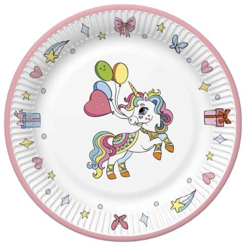 Unicorn Colourful farfurie de hârtie 8 buc 22,7 cm