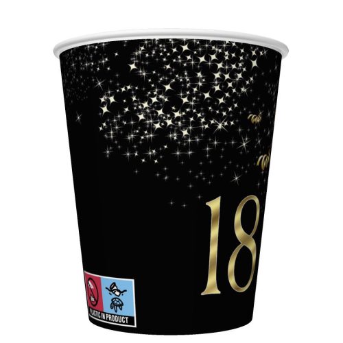 La mulți ani Golden Champagne La mulți ani 18 Pahare de hârtie 8 buc 250 ml