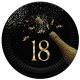 La mulți ani Golden Champagne Ziua de naștere fericită 18 farfurii de hârtie set de 8, 22,7 cm