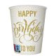 La mulți ani Dotted Gold Pahare de hârtie Happy Birthday set de 8, 250 ml