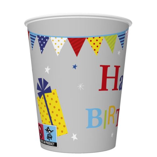 La mulți ani Gifts and Garlands Pahar de hârtie 'La Mulți Ani', set de 8, 250 ml