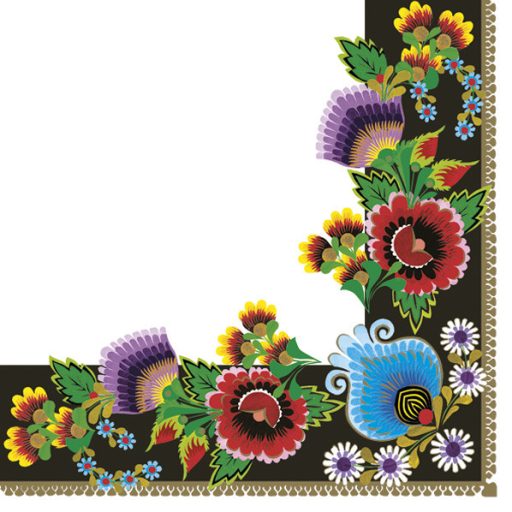 Colorat Black Border Șervețel brodat 20 buc 33x33 cm