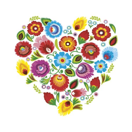 Colorat Folk Heart Șervețel florar 20 buc 33x33 cm