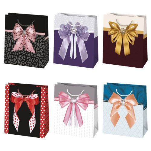 Colorat Bow sac de cadou din hârtie 19x23x10,5 cm