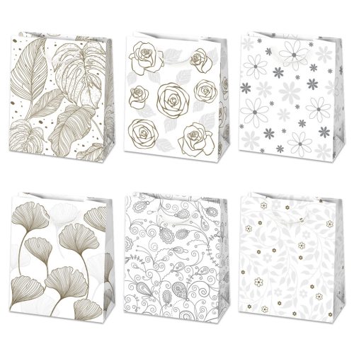 Colorat White Pungă cadou din hârtie cu model 19x23x10,5 cm