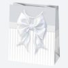 Colorat Bow Pungă cadou din hârtie albă 19x23x10,5 cm