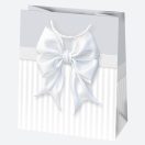 Colorat Bow Pungă cadou din hârtie albă 19x23x10,5 cm
