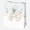 Colorat Bow Pungă cadou din hârtie albă 19x23x10,5 cm