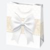 Colorat Bow Pungă cadou din hârtie albă 19x23x10,5 cm