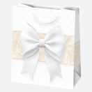 Colorat Bow Pungă cadou din hârtie albă 19x23x10,5 cm
