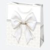 Colorat Bow Pungă cadou din hârtie albă 19x23x10,5 cm
