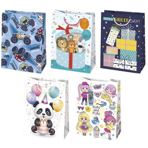 La mulți ani Great Day Pungă de cadou din hârtie complean fericit, pungă de cadou 34,5x48x13 cm