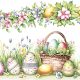 Paște Scene with Basket Eggs șervețel 20 buc 33x33 cm