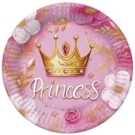   Prințese Crown Farfurii de hârtie Prințesă, set de 8, 18 cm
