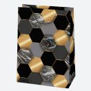 Colorat For You Sacoșă cadou de hârtie cu model auriu negru 23x32x11 cm